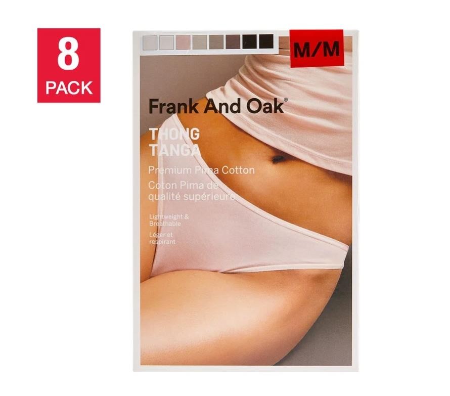 Frank and Oak Womens Panties Thong 8-Pack Black Beige Gray Silver Pink White