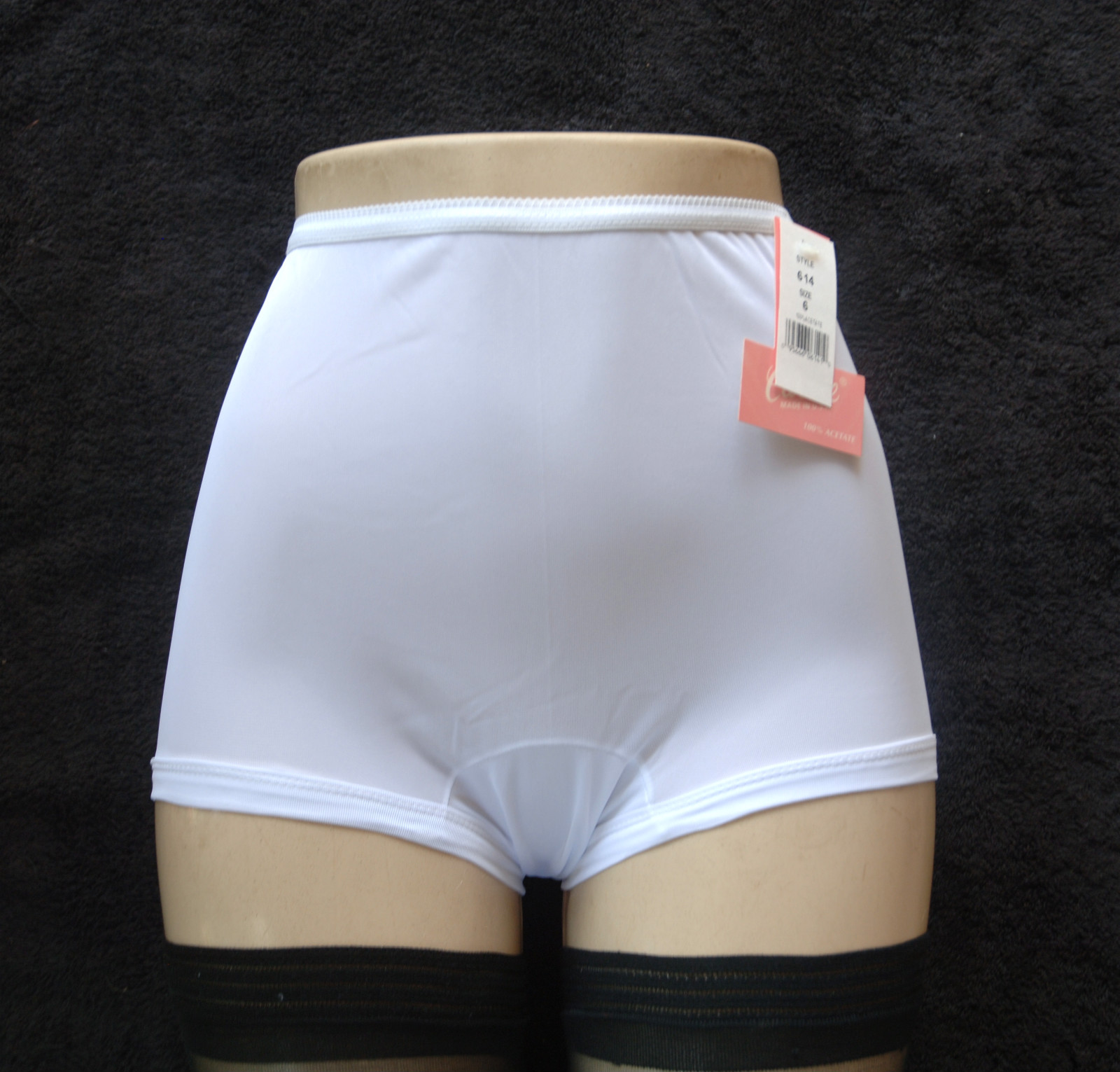 CAROLE 100% Acetate Cuff Leg Band Full-Cut White Brief Size 7/Large