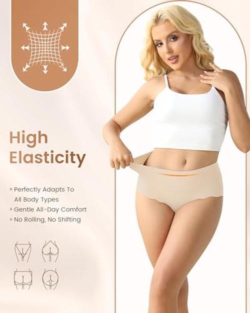 Seamless Underwear for Women, High Waisted Women’s Panties Large Multicolor 02