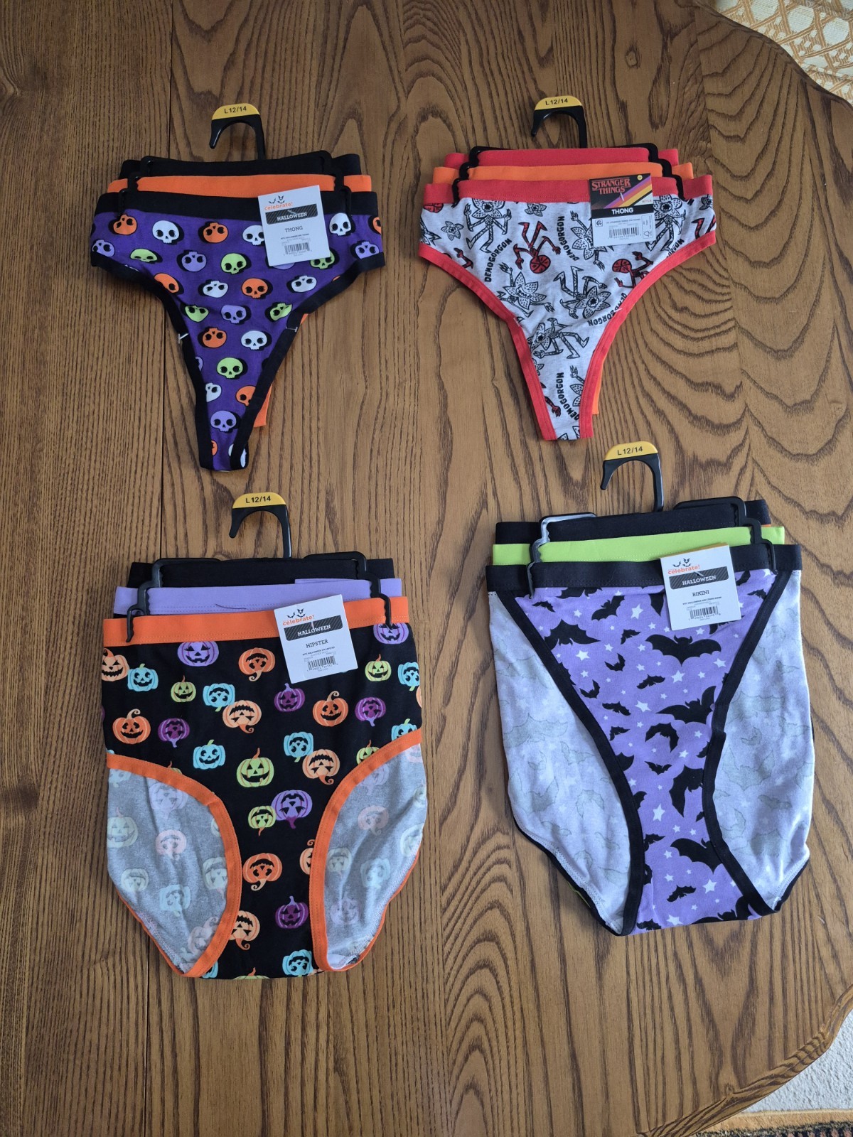 NEW Lot Of 4 Walmart Halloween 3 Packs Of Assorted Underwear Styles, Large