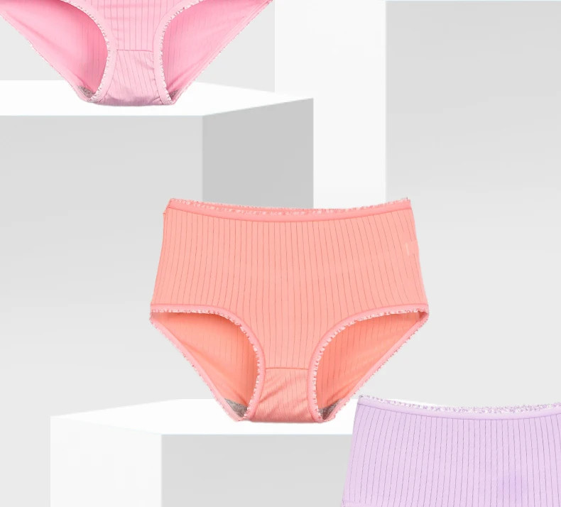 High Waist Cotton Panties Plus Size Women Full Coverage Breathable 8 Pcs