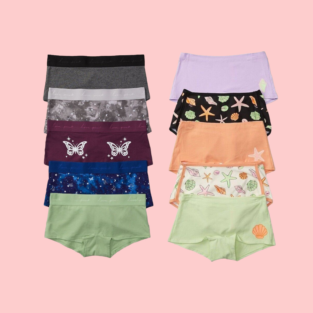 Victoria’s SECRET PINK 5-PACK COTTON BOYSHORT UNDERWEAR Panty XS,S, M,L, XL, 2XL