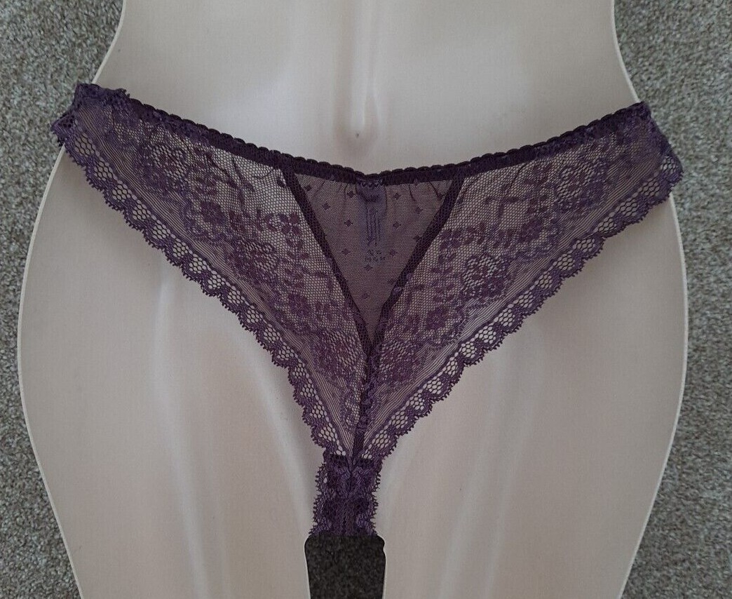 Passionata Women’s Lace Aubergine Knickers Panties Briefs Tanga Style 4557