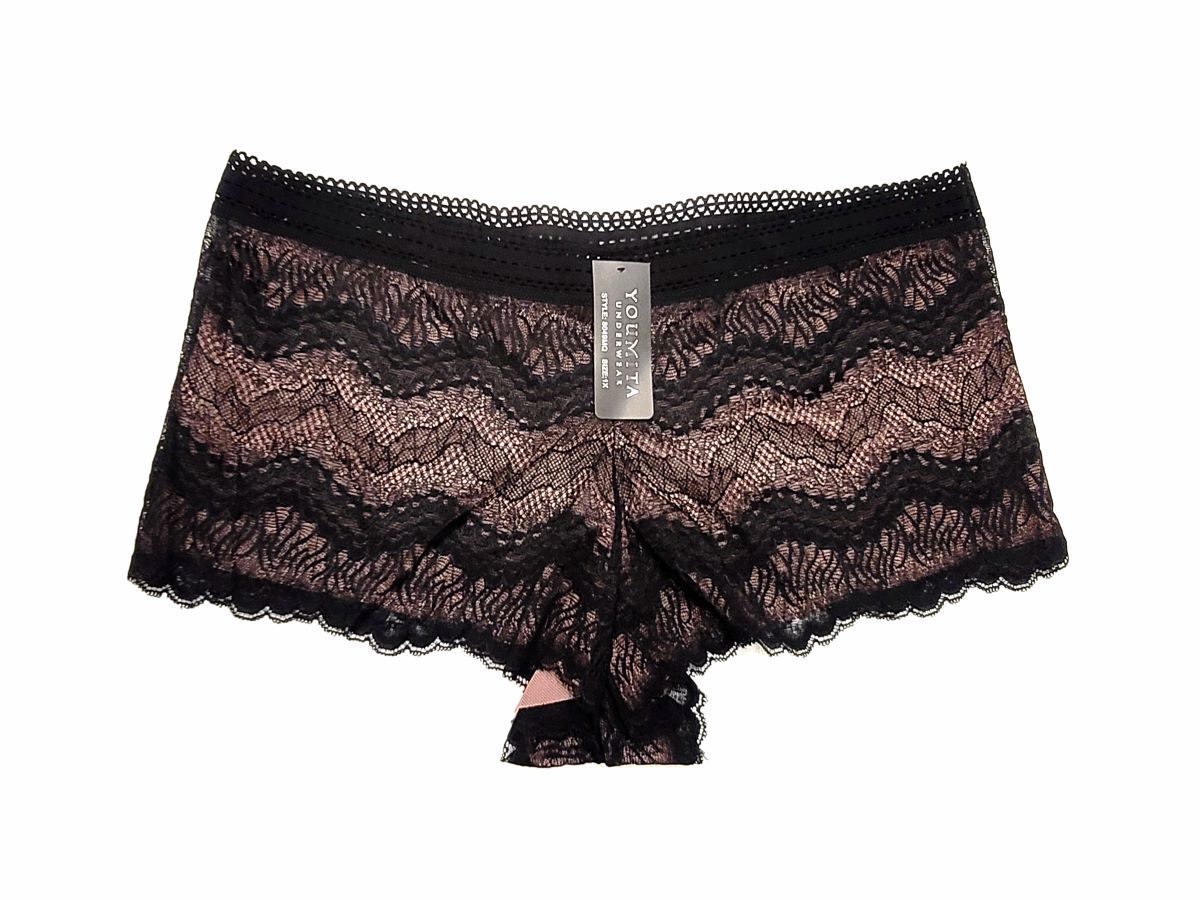 Youmita Lace Mesh Boyshorts Hipster Cheeky Boxers No Show Panties Plus 1X 2X 3X