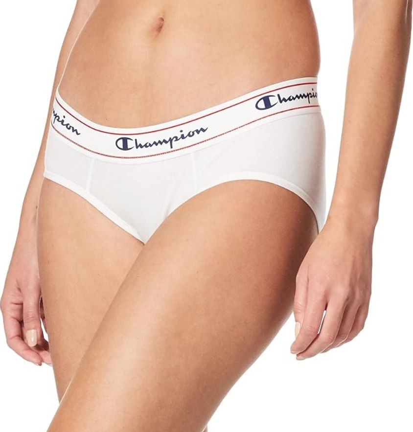 Champion Women’s Heritage Stretch Cotton Hipster Underwear, White, Large