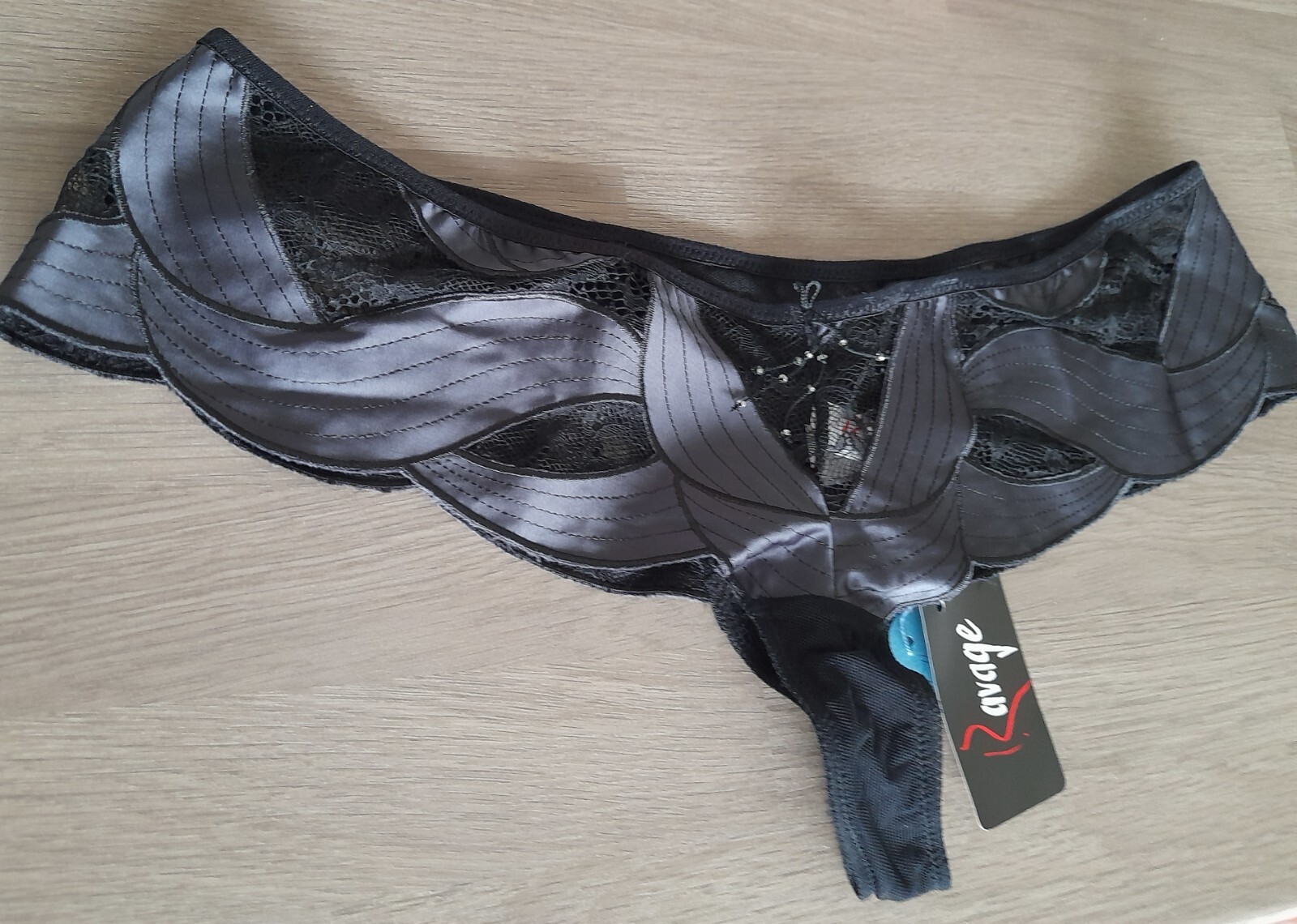 Ravage ACANTHUS Black Satin/Lace/Mesh REFRAIN Hipster Boyshort
