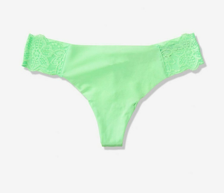 Victorias Secret Seamless NWT Lace Side Trim No-Show THONG Panty SEXY Raw PINK