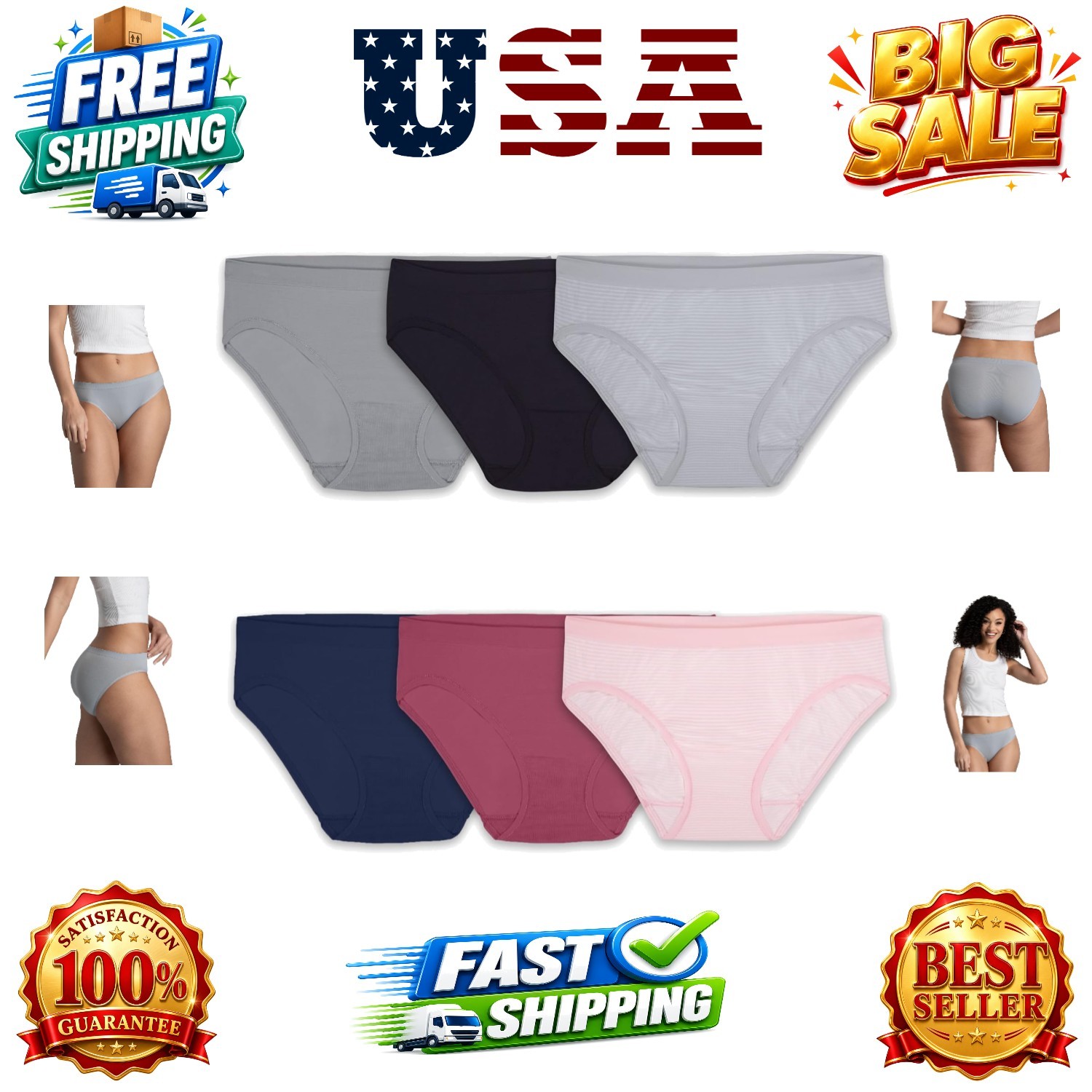 Women’s No Show Seamless Underwear, Amazing Stretch & No Panty Lines, Smooth …