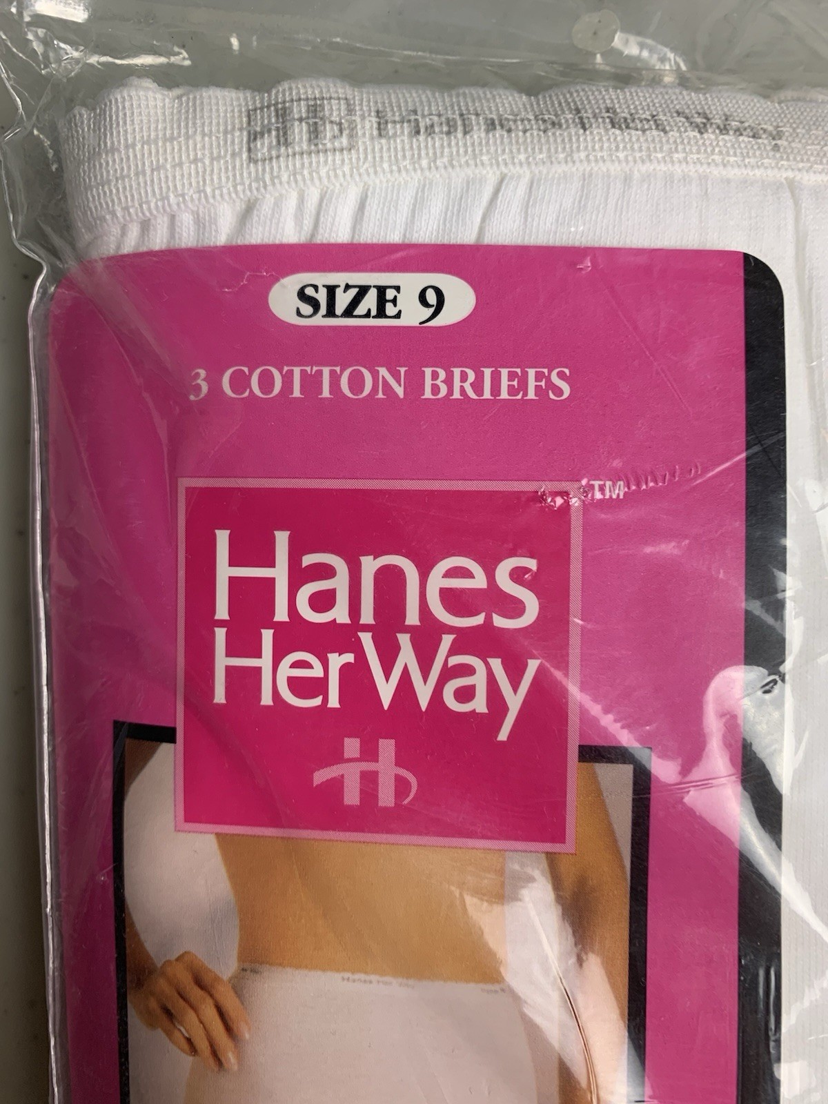 1992 Women Hanes Her Way Cotton Brief Underwear 3 Pair Size 9 White New Vintage