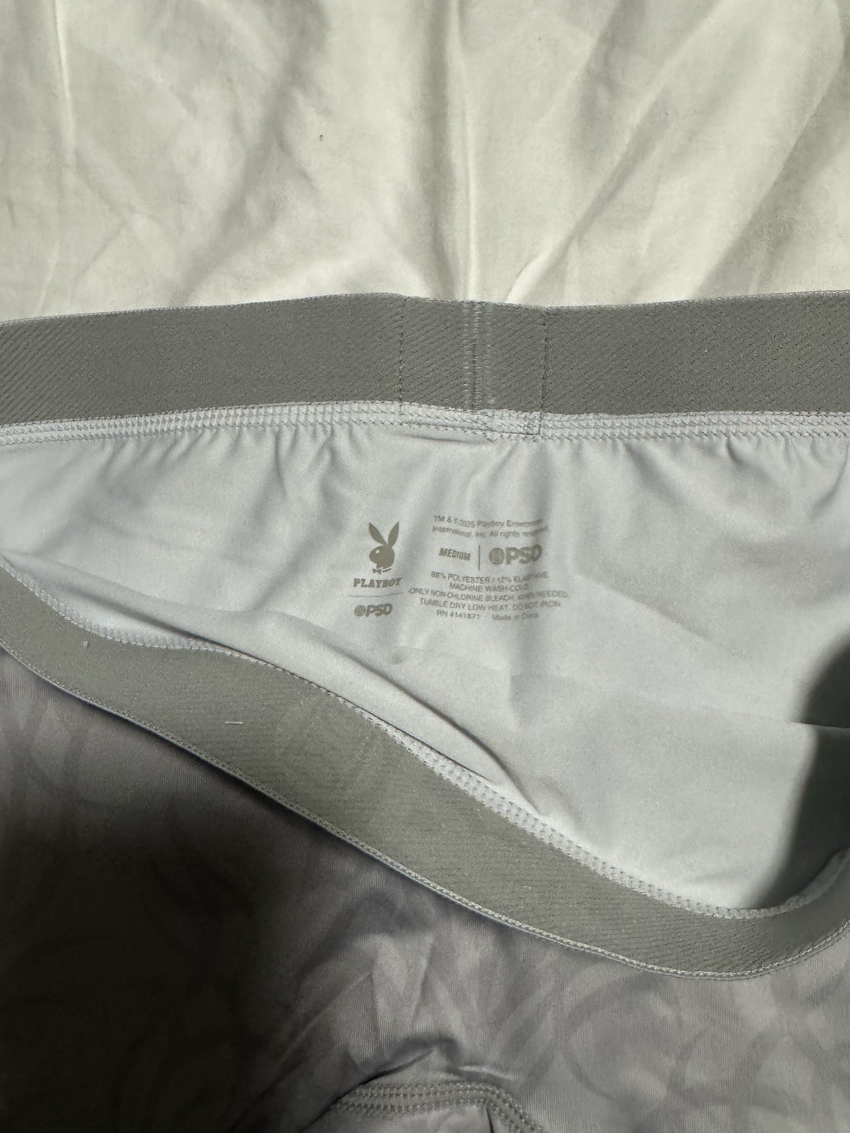 New Women’s PSD Playboy Bunny Silver Comfy Boyshorts Underwear Sz M