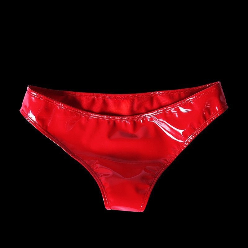 S-2XL Shiny Faux PU Leather Briefs Wet Look PVC Panties Women Underwear Lingerie
