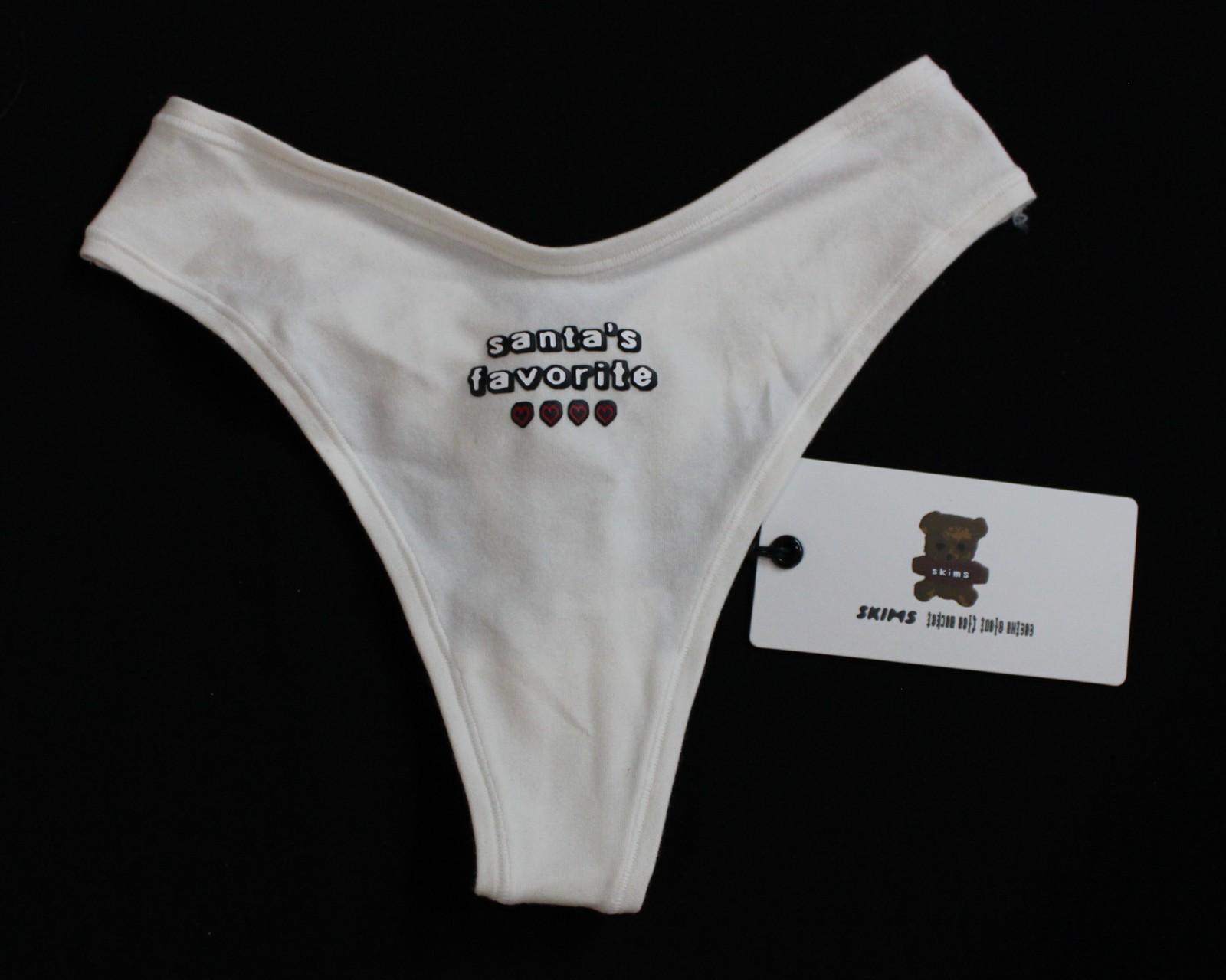 Skims X CPFM Women’s Cotton Jersey Dipped Front Thong Panty ZG3 White Small NWT