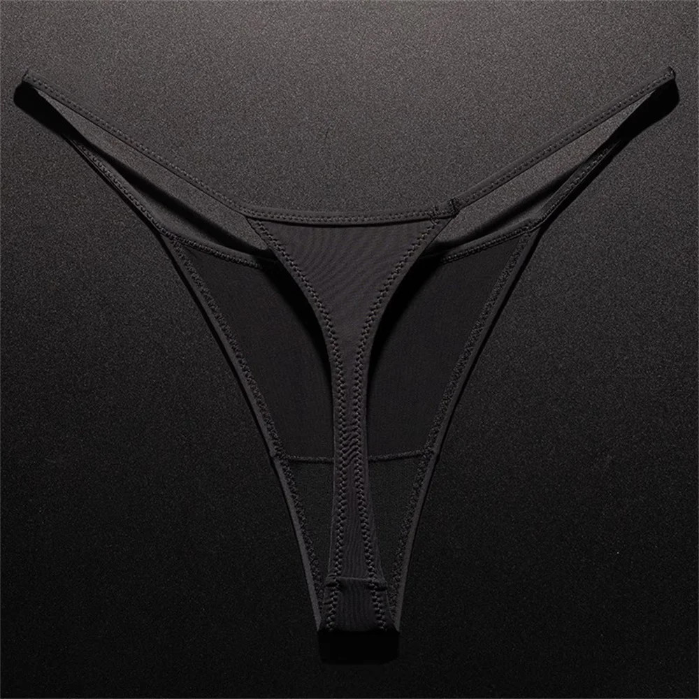 High Slit Spring/Summer New Leopard Print Thong for Women Sexy Ice Silk Seamless