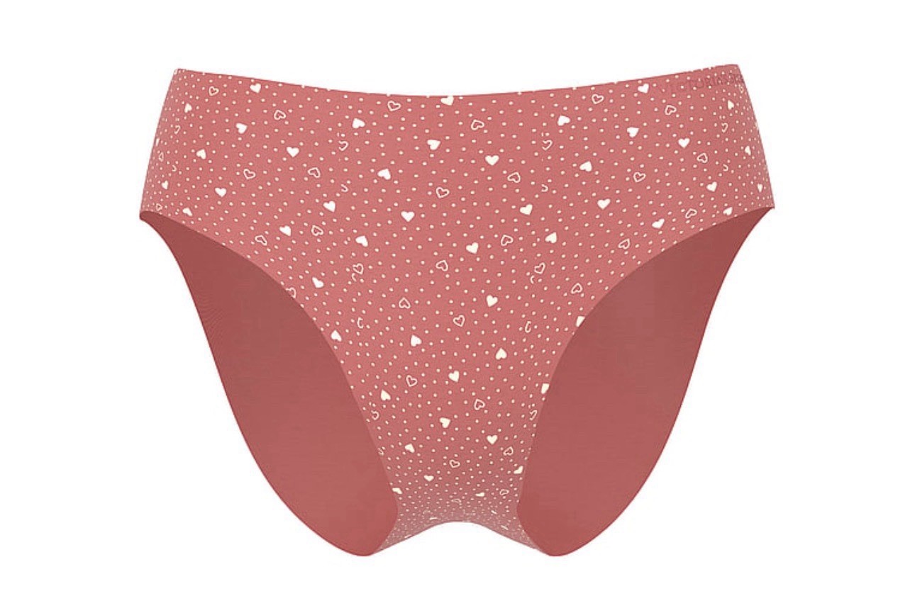 Body By Victoria Hipster Panties Pink Gold Heart Polka Dot Stretch Logo