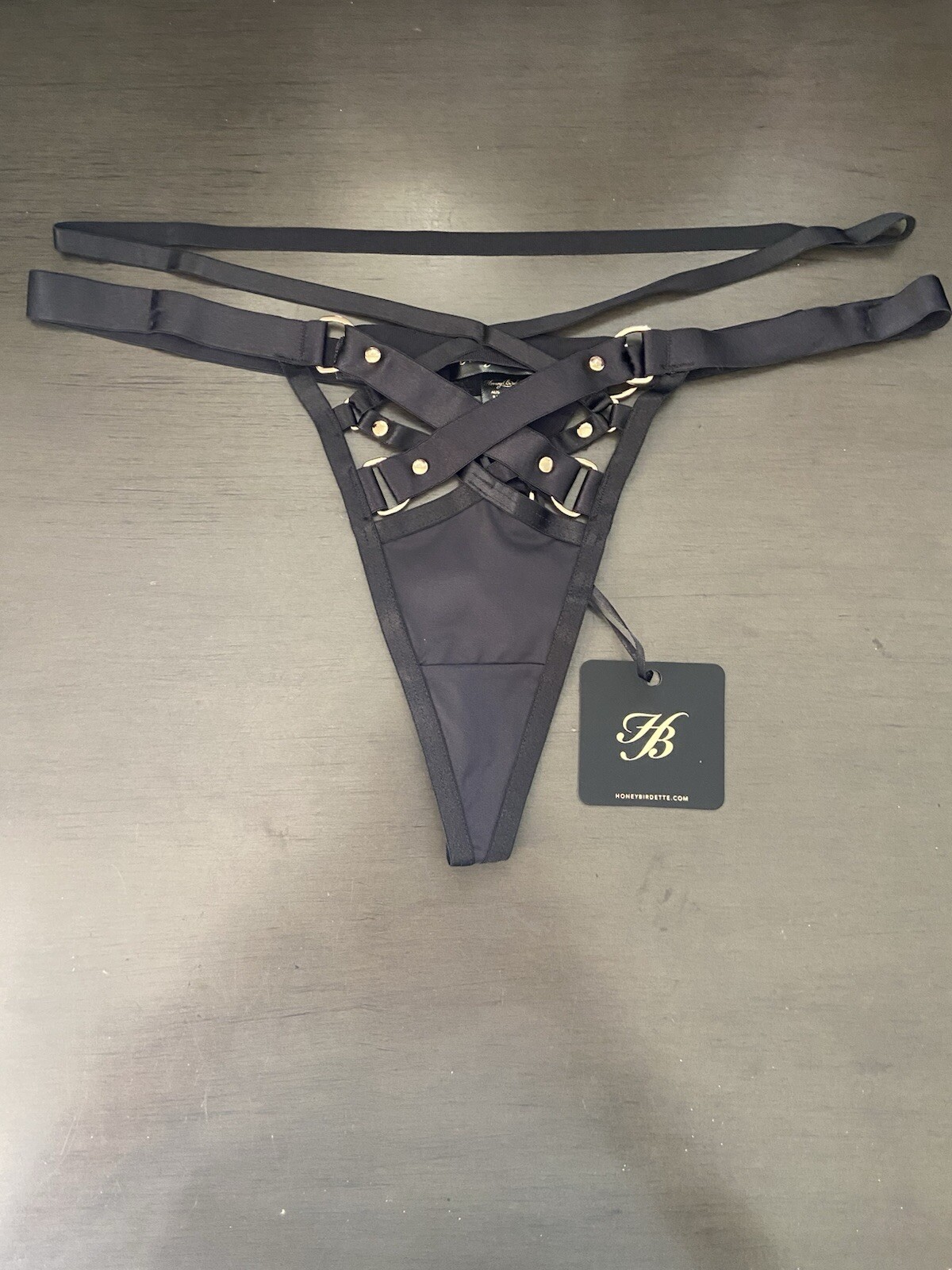 Honey Birdette Stephanie Black Thong Panty Size M