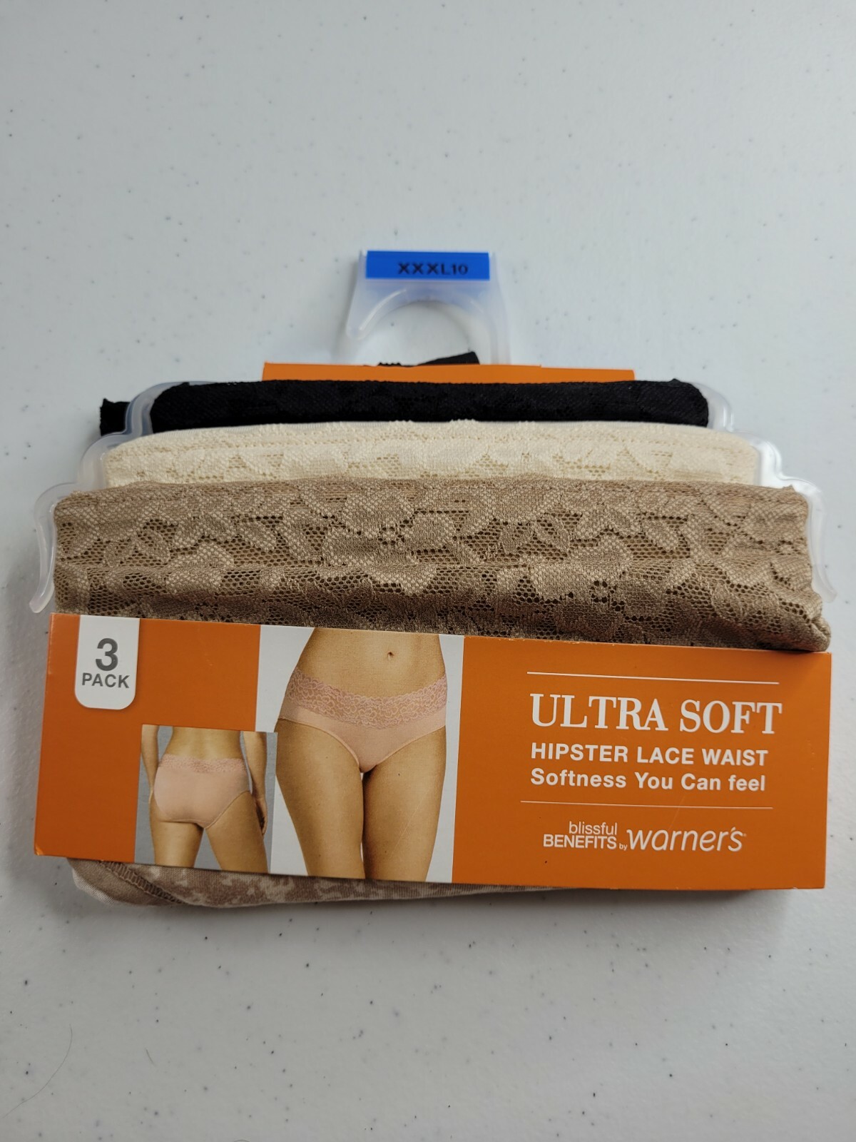 Warners Women’s Hipster Lace Waist Underwear Panties Ultra Soft 3-Pair XXXL 10