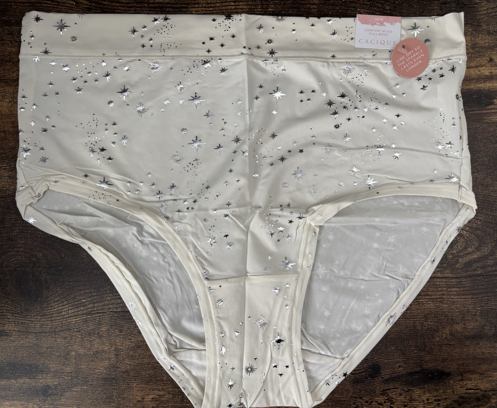 Plus Sz 14/16 Lane Bryant Cacique Comfort Bliss Full Brief Panty Cream Silver