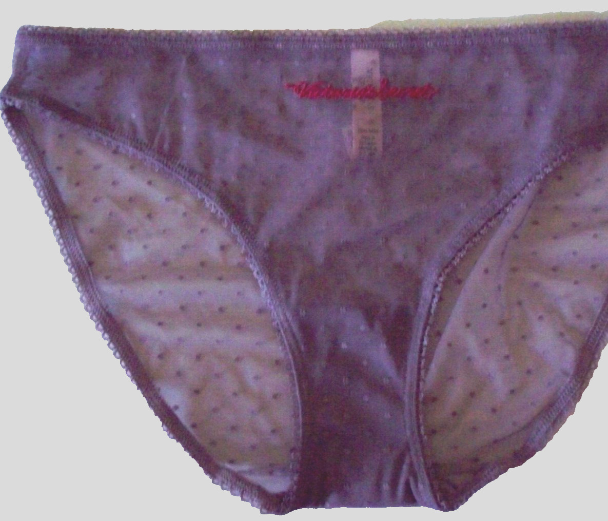 S Lilac Purple Polka Dot Mesh LOGO Stretch Victoria’s Secret BIKINI Panty