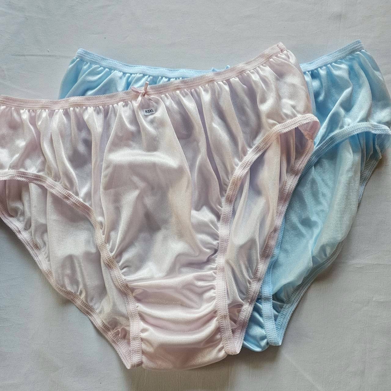 3pcs Bikini Plus Underwear Nylon Panties Briefs Light Soft Knickers Silky/3XL