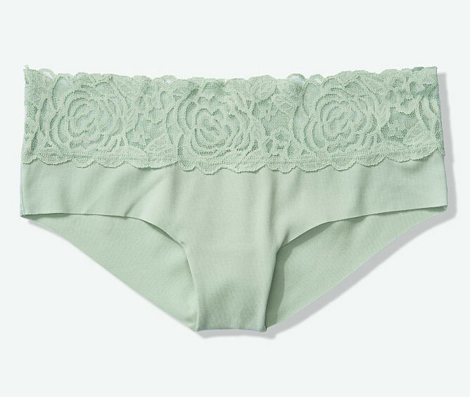L Soft Sage Green PINK Cotton NO SHOW Victorias Secret Hipster Hiphugger Pantie