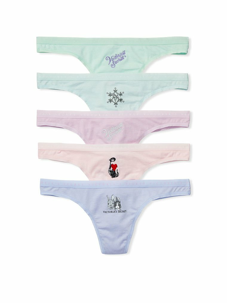 VICTORIA’S SECRET 5-Pack Stretch Cotton Bikini,Thong,Brief,Boyshort Panty XS-2XL