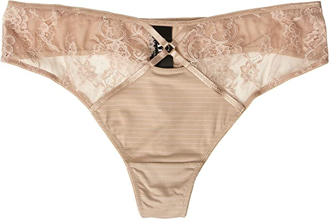 Ashley GrahamCrisscross Keyhole Lace Thong Capuccino 2X