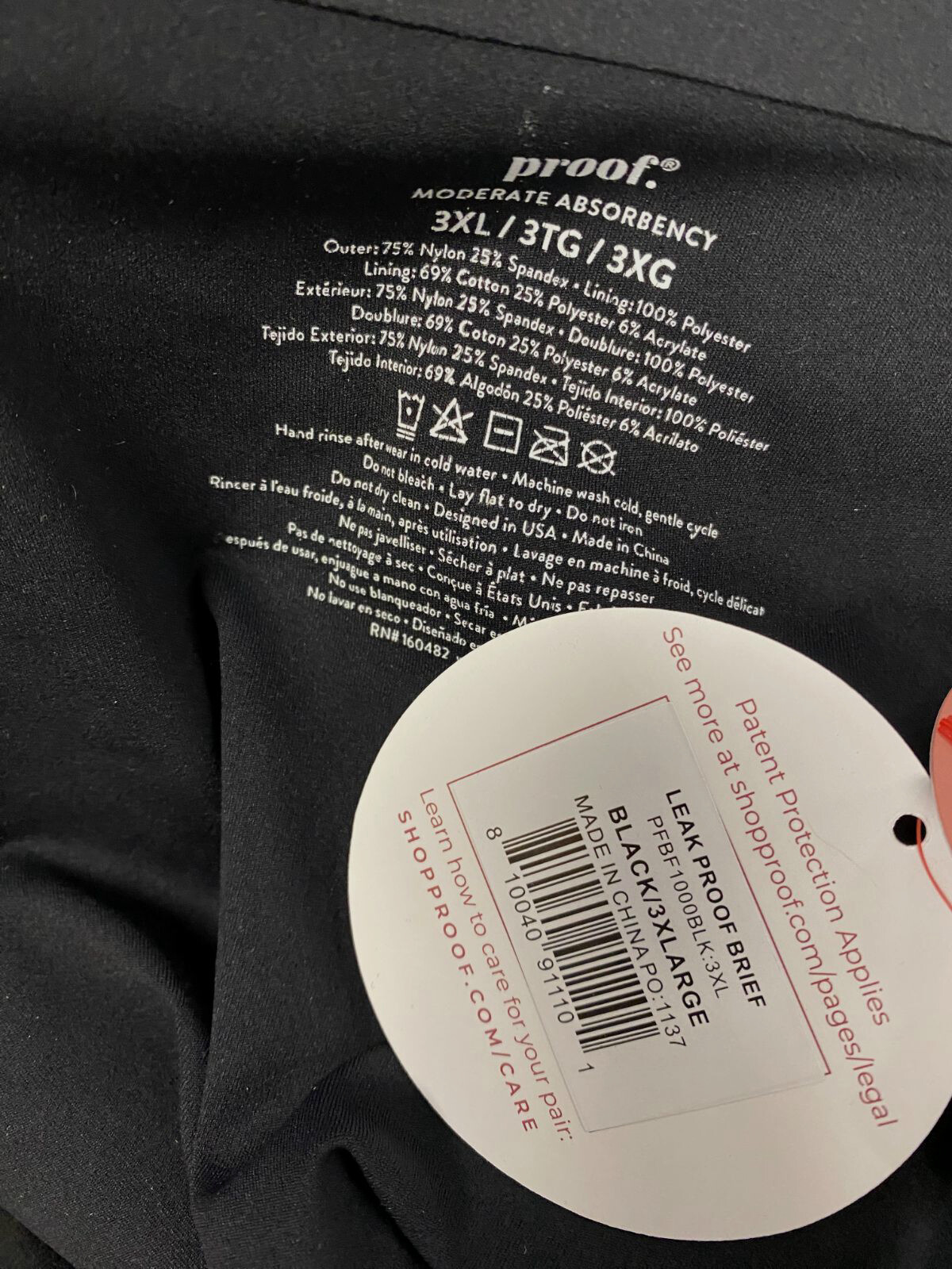 $35 Proof Women Black Period & Leak Proof Moderate Absorbency Briefs Size 3XL