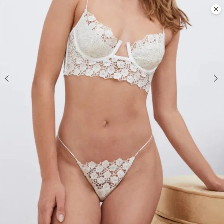 Victoria Secret FOR LOVE AND LEMONS Twinkle Rose Thong Panty White XL
