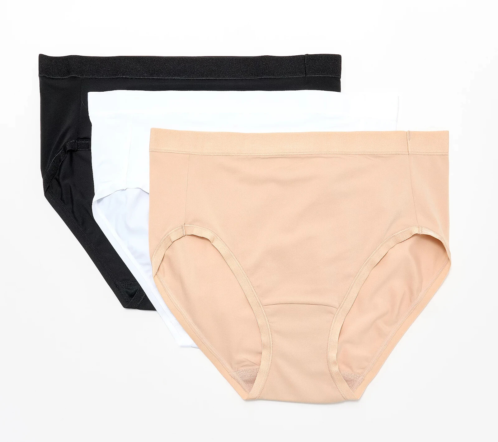 NEW BREEZIES SIGNATURE SATIN TRIM SET OF 3 HICUT PANTIES SUNBEIGE SZ 1X #805B