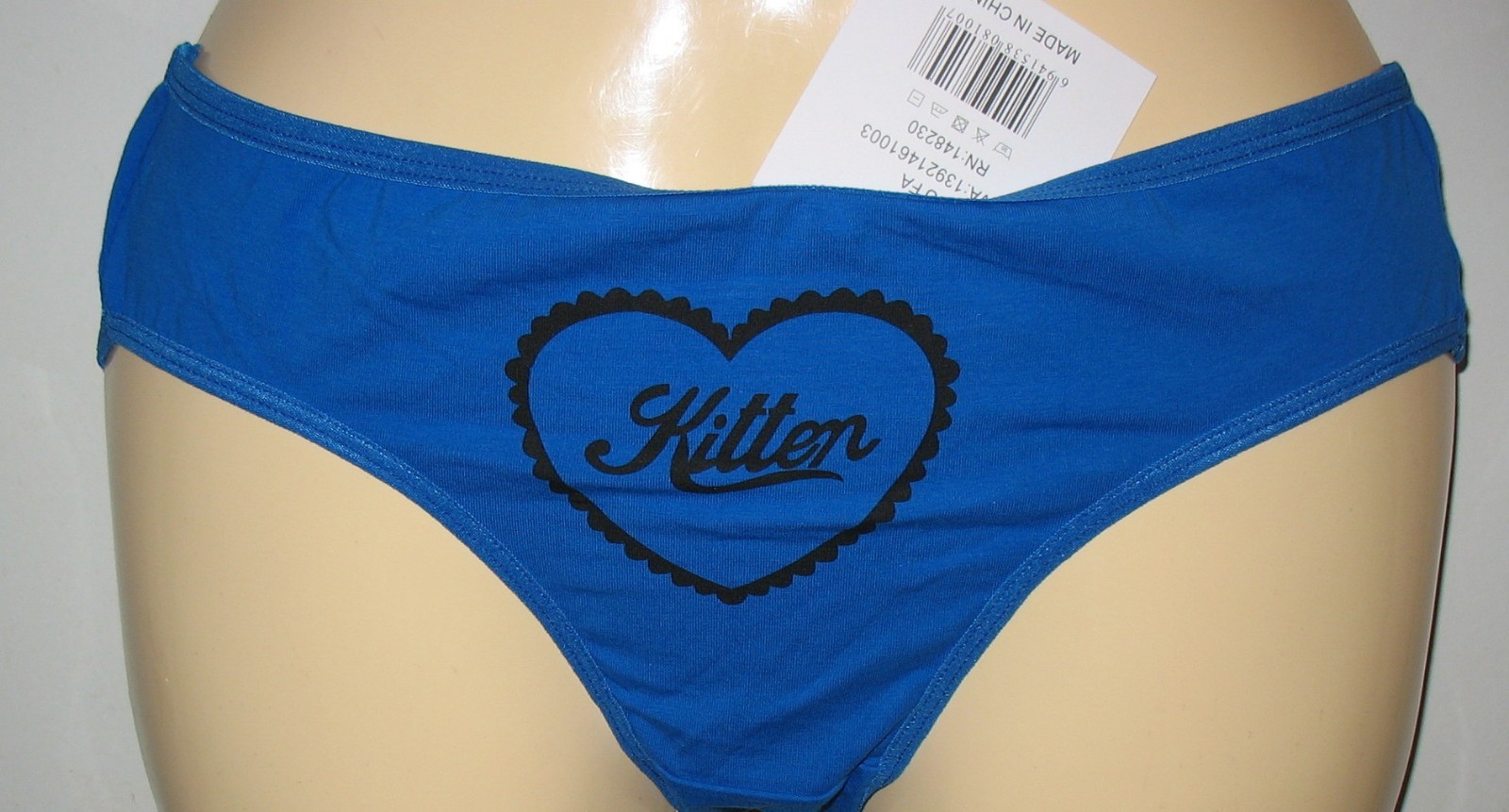PANMANNI – NEW – SIZE: XL BLUE – COTTON STRETCH PANTY ” KITTEN ” ON FRONT