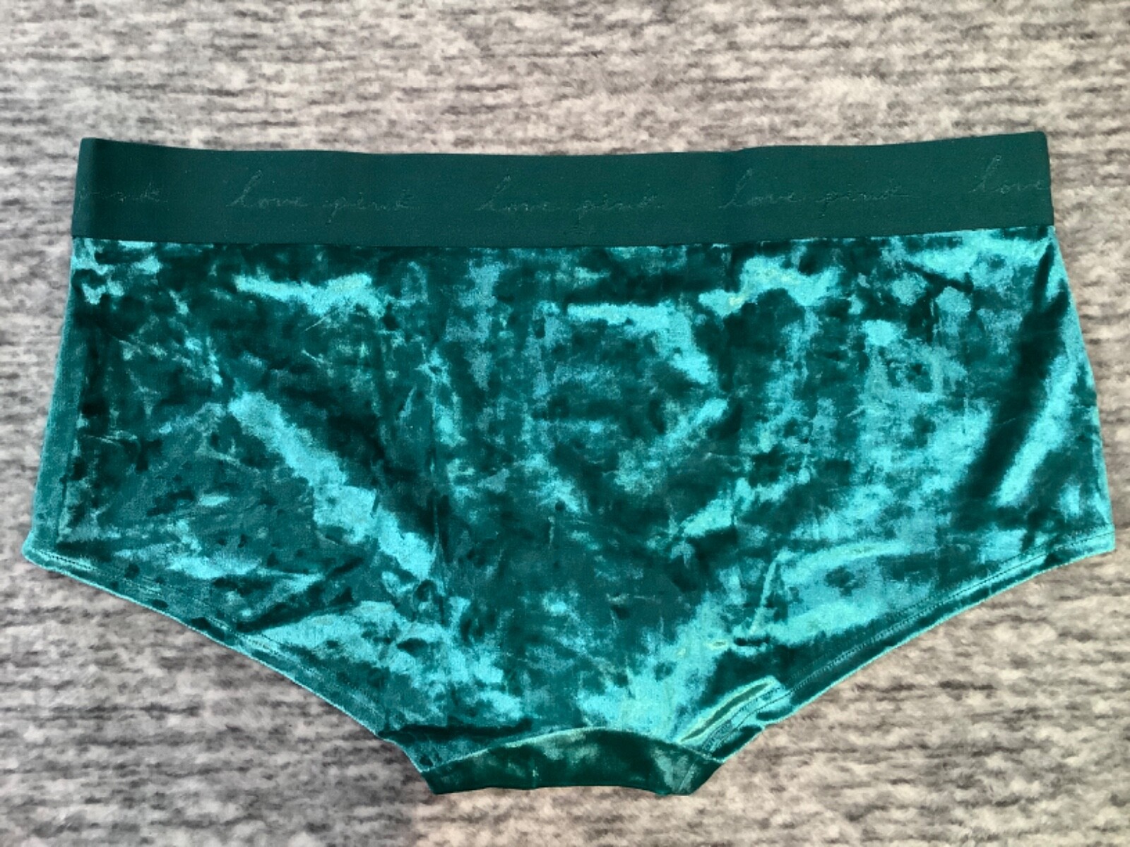Victoria’s Secret Pink Crushed Velvet Boyshort Shortie Panties Dark Garden L XL
