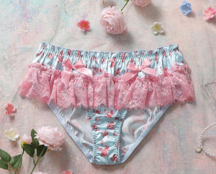 Women’s Vtg Style Pin Up Frilly Skirted Floral Satin Lace Brief Panties Sissy XL