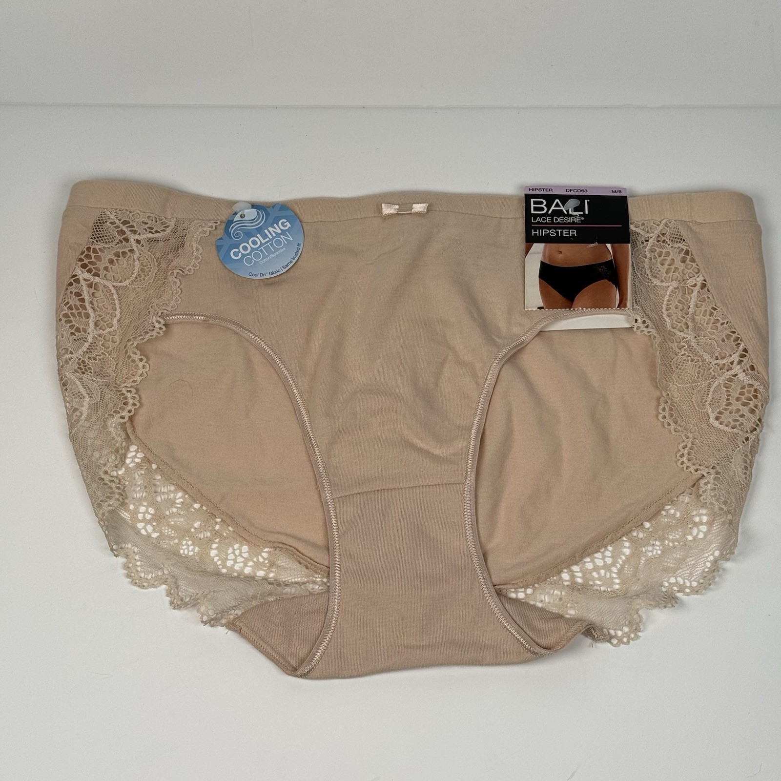 Bali Lace Desire Hipster Panties Underwear Women Medium 6 Cooling Cotton DFCD63