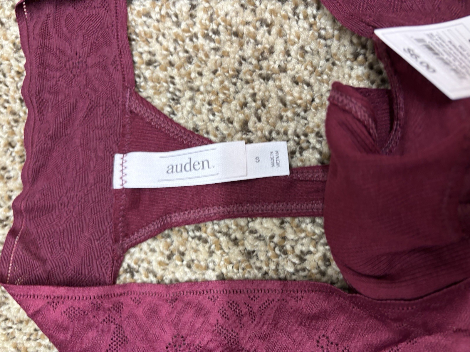 Auden Burgundy Cotton Blend Thong. Size: S (4-6).
