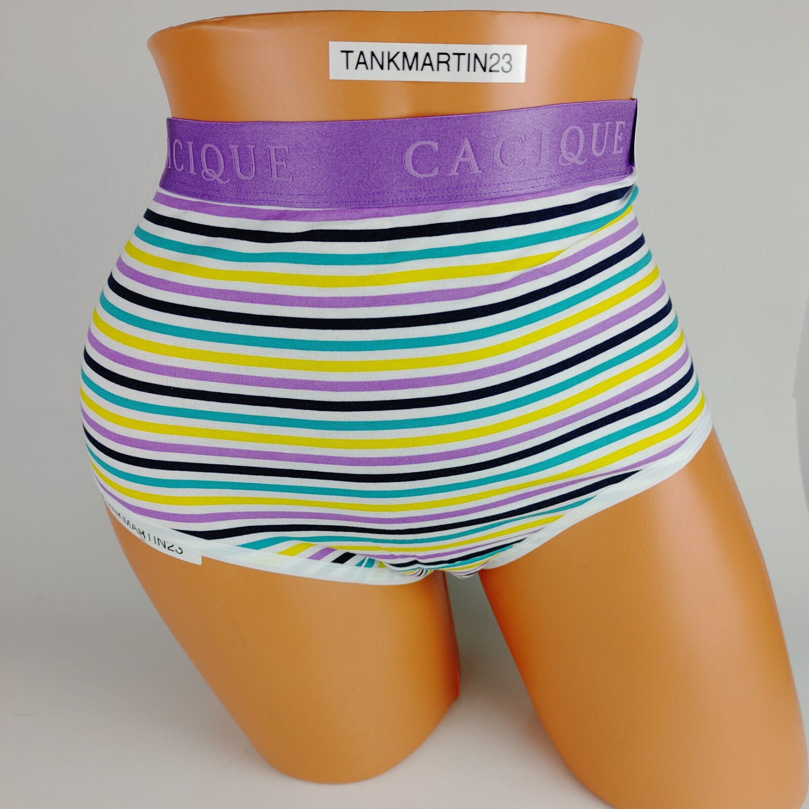 LANE BRYANT CACIQUE COTTON FULL BRIEF 18/20 PANTY BLUE PURPLE YELLOW Stripe