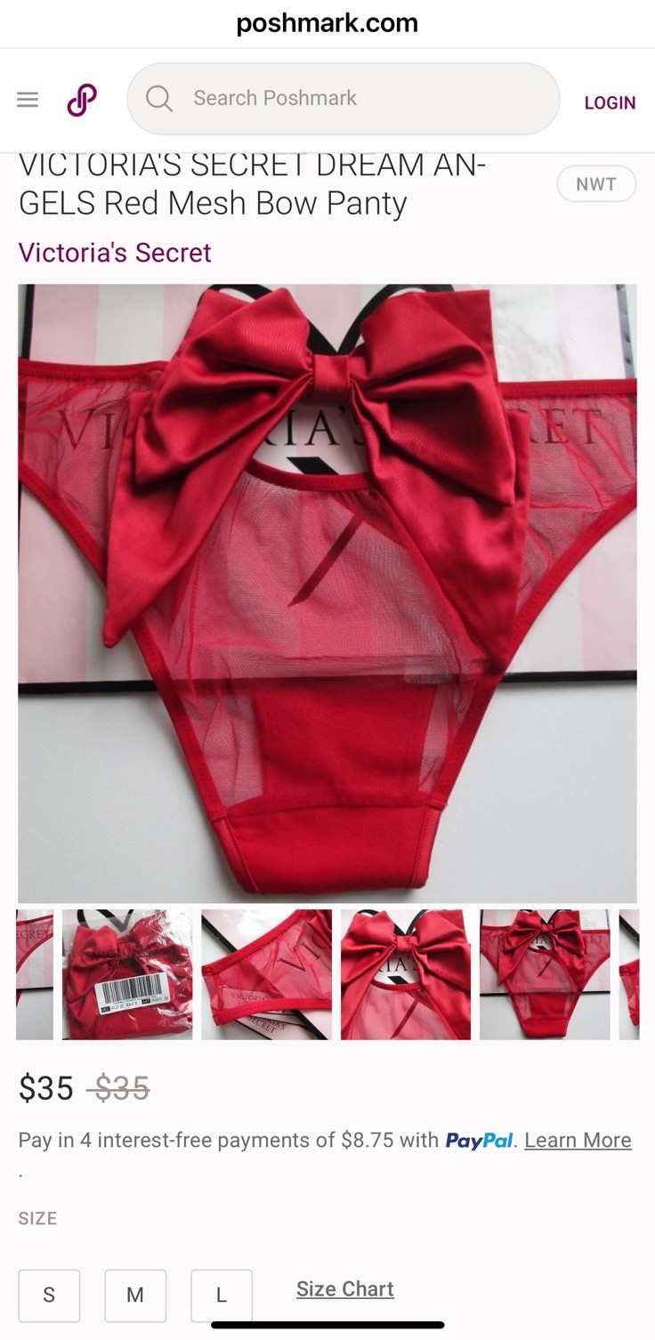 Sz Small ❤️ Victoria Secret Bow Red Women Mesh Sexy Panties