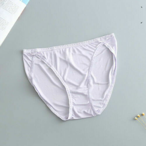 2 Pairs Women Underwear Brief Panties Soft Silk High Cut Cozy Thin Underpants A+