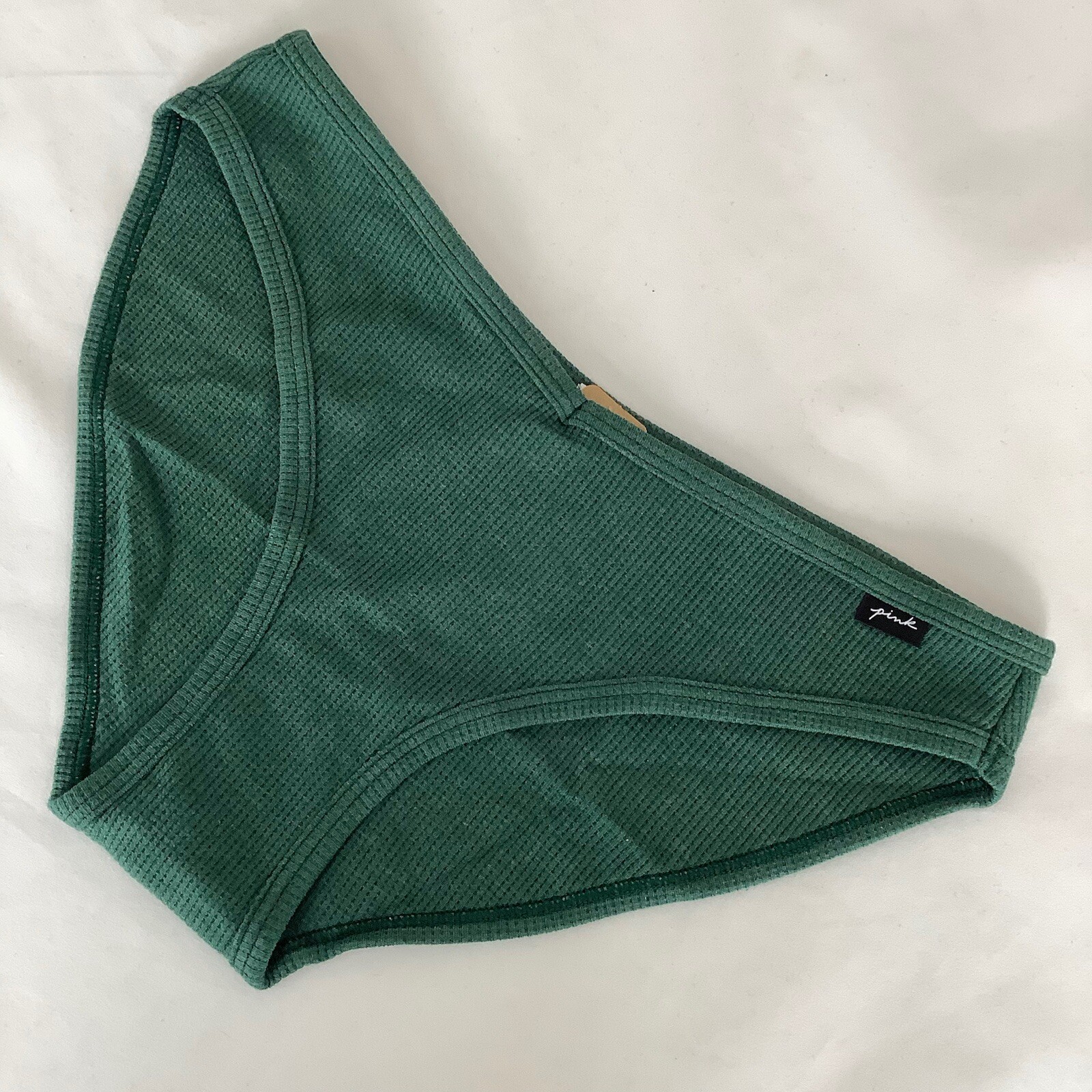 Victoria’s Secret PINK Dark Green Cotton Waffle Bikini Panties – Size M – BNWT