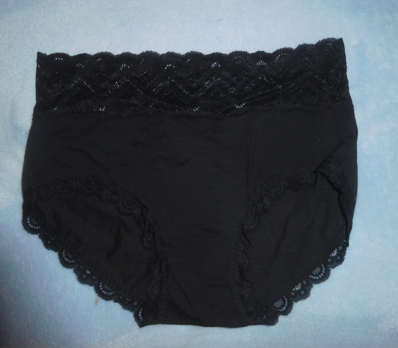 NWT! Intimissimi Italian Black Cotton/ Spandex Brief Panties Lace Trim M