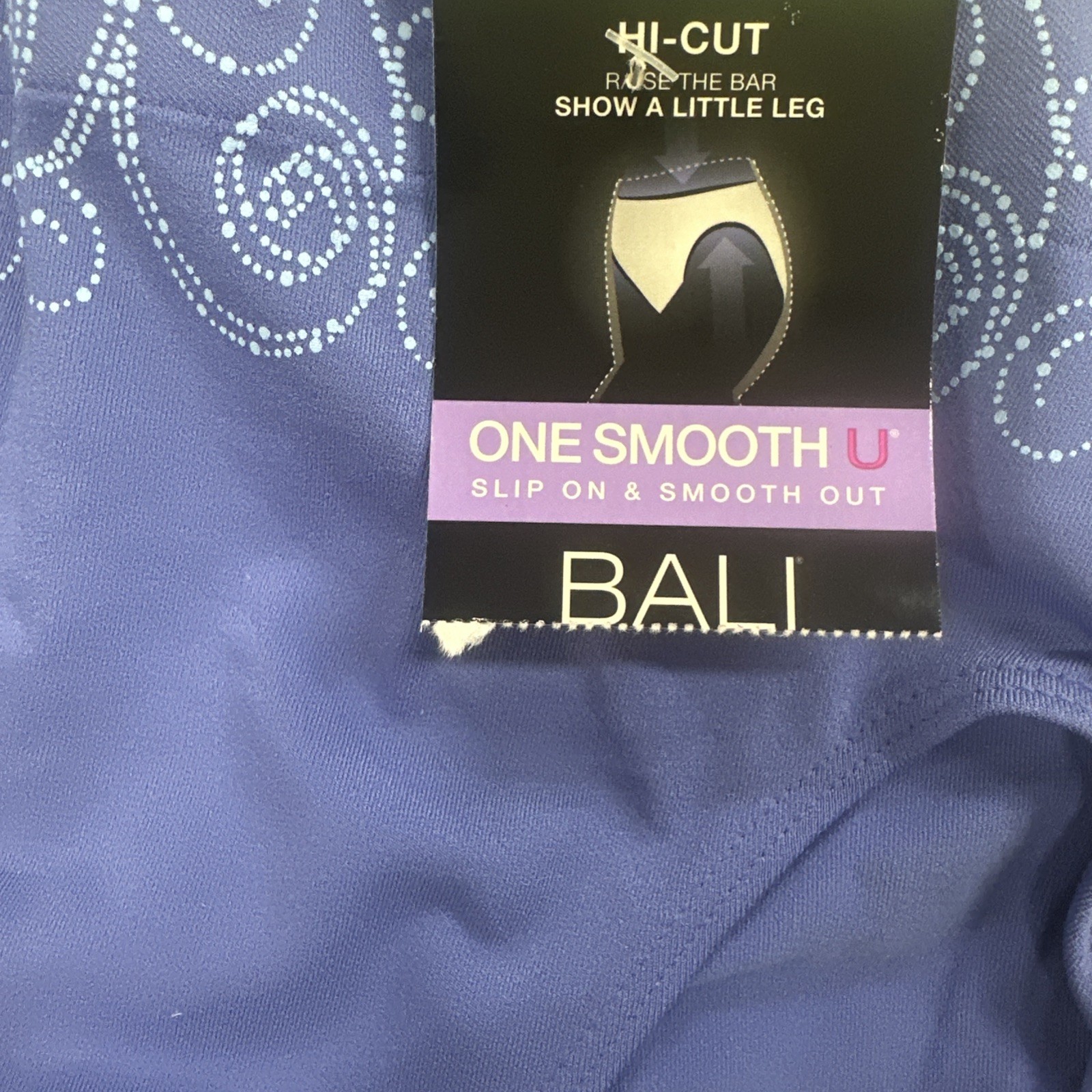 Bali womens 3-Pack Smooth U Hi-Cut Brief Size M/6 Vista Purple Blue Panties