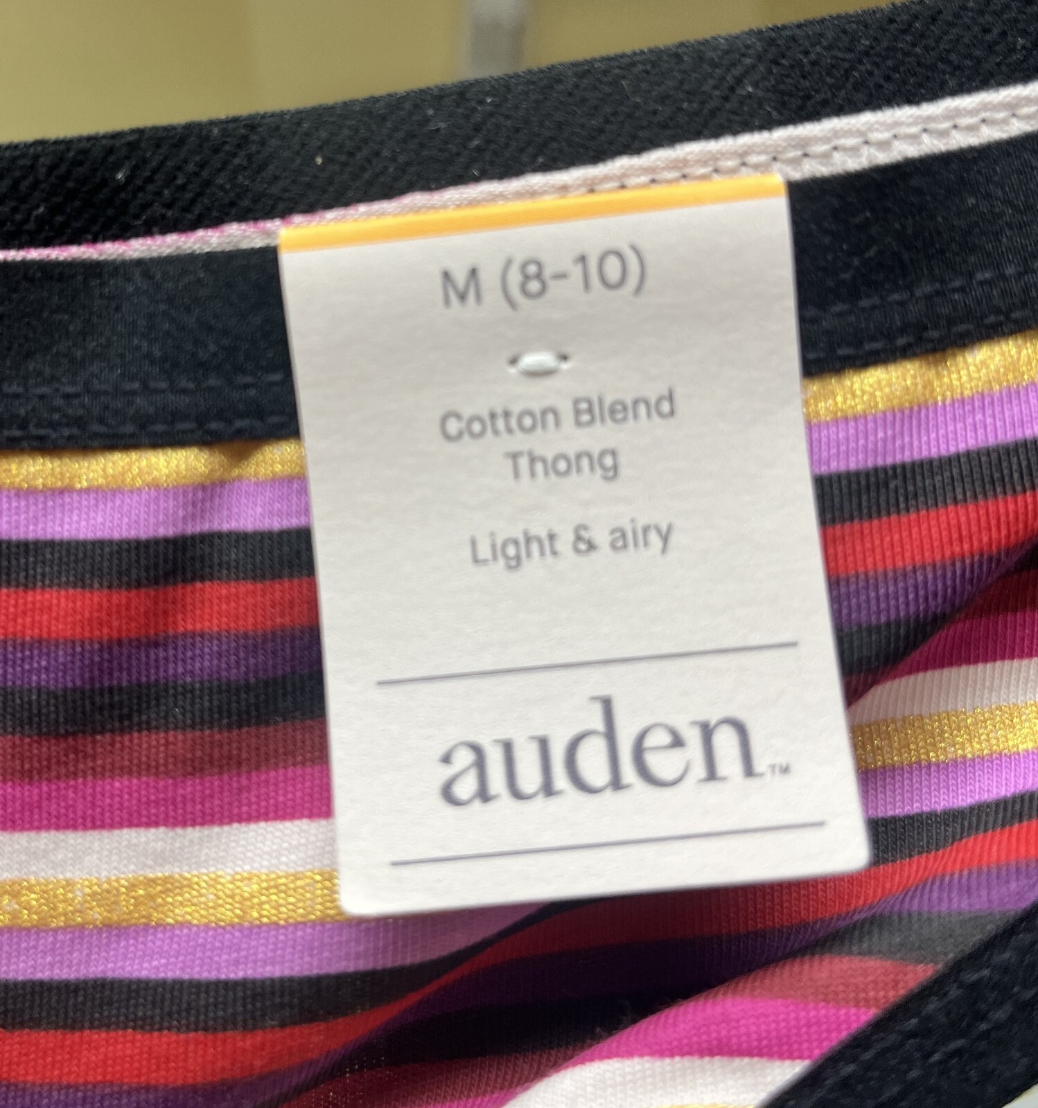 Auden Women’s Multicolor Striped Cotton Blend Thong Size Medium (8-10) New