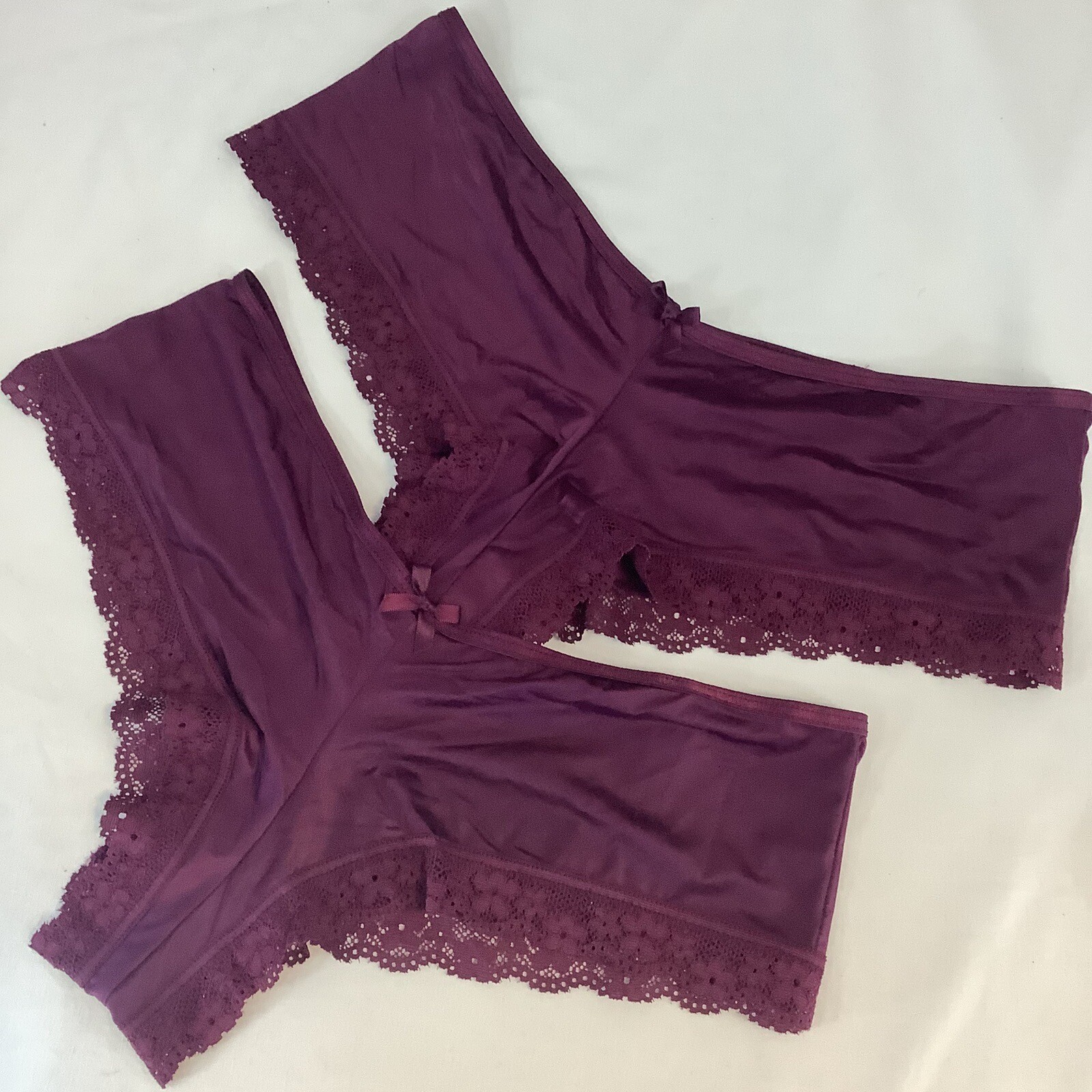 2 Victoria’s Secret Very Sexy Burgundy Dark Purple Cheeky Panties – Size M BNWT