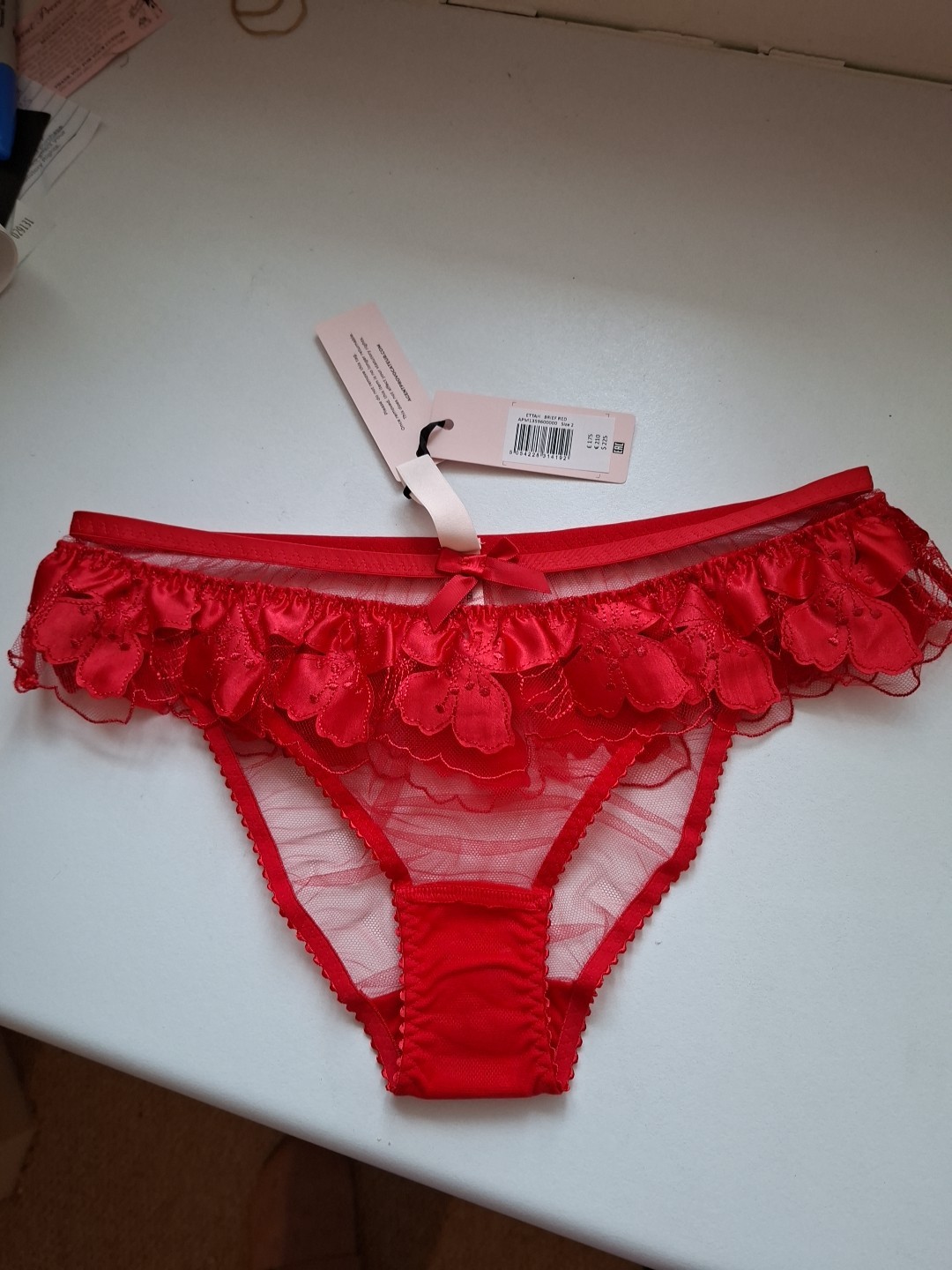 AGENT PROVOCATEUR RED ETTAH BRIEF SIZE AP 1 X SMALL UK 6/8 BNWT RRP £175