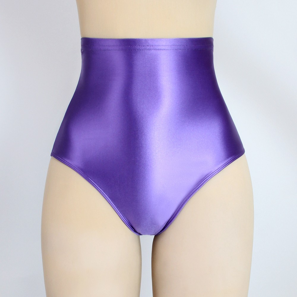 Women Panties Shiny Briefs Knickers Opaque Gym Yoga Shorts Underwear High Waist