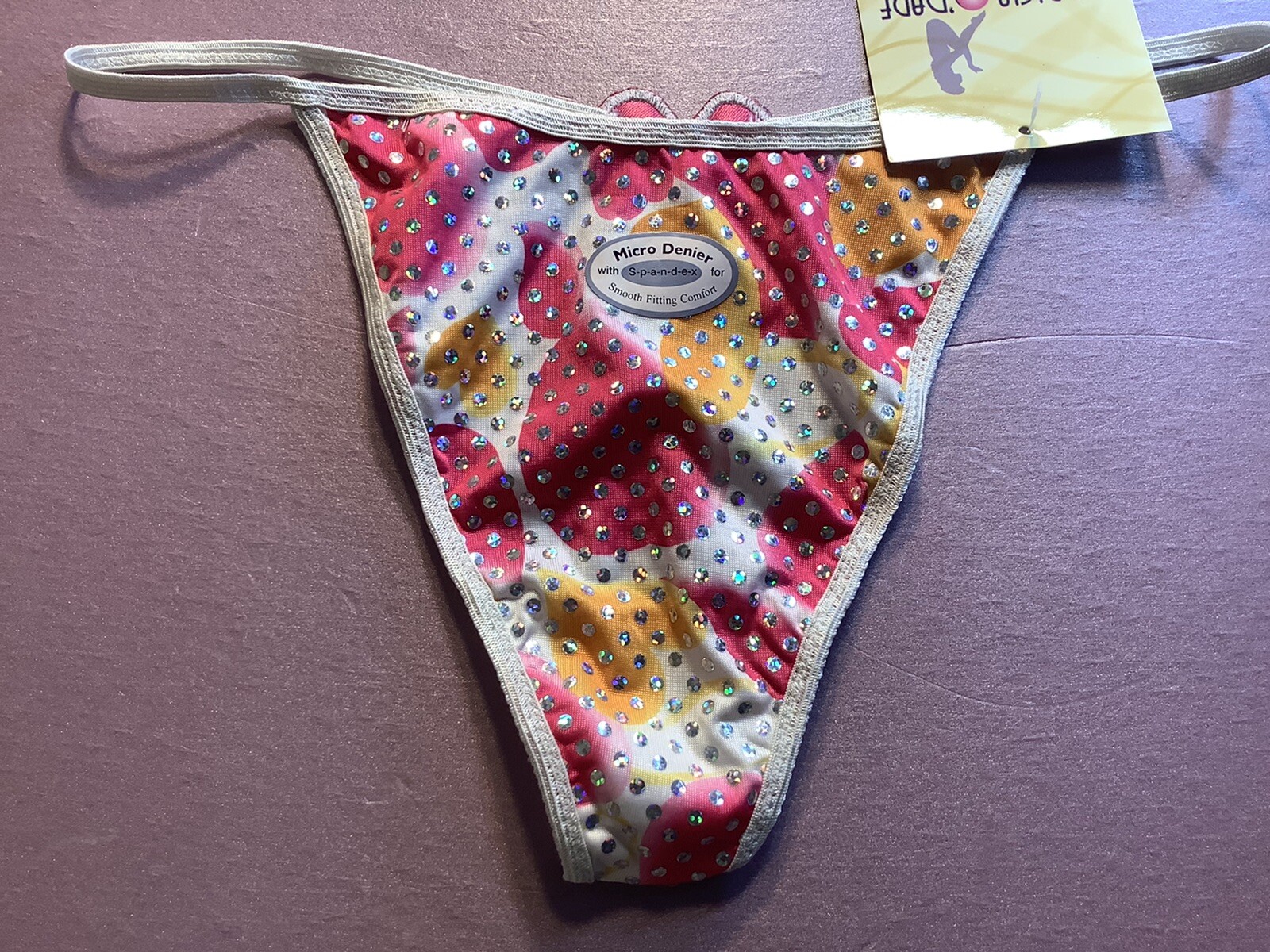 Women Panties,Thongs Size L/7 Large Multicolor Metallic Dots W/decoration