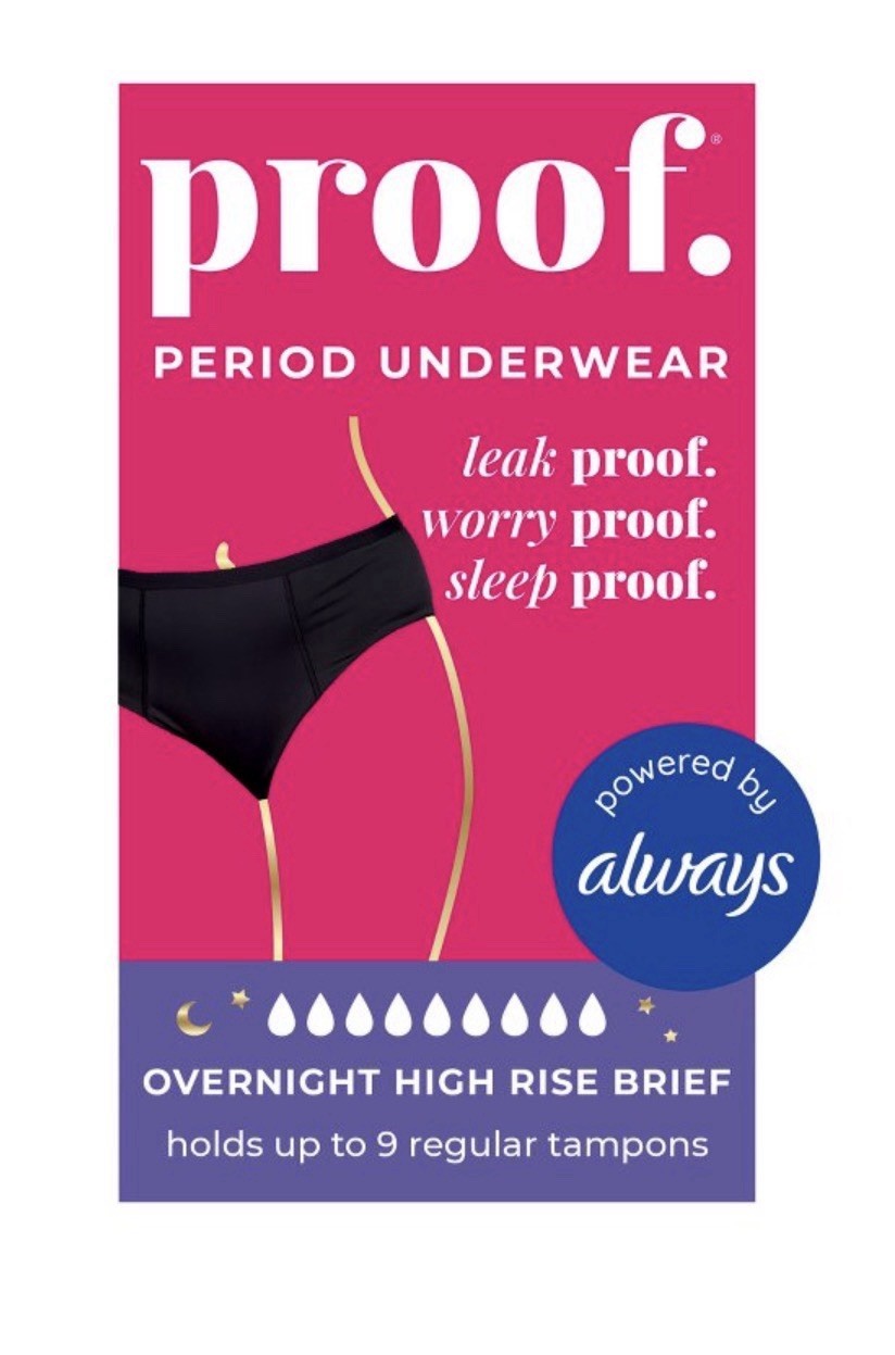 Proof. by Always Women’s High-Rise Briefs, Overnight Absorbency Period L
