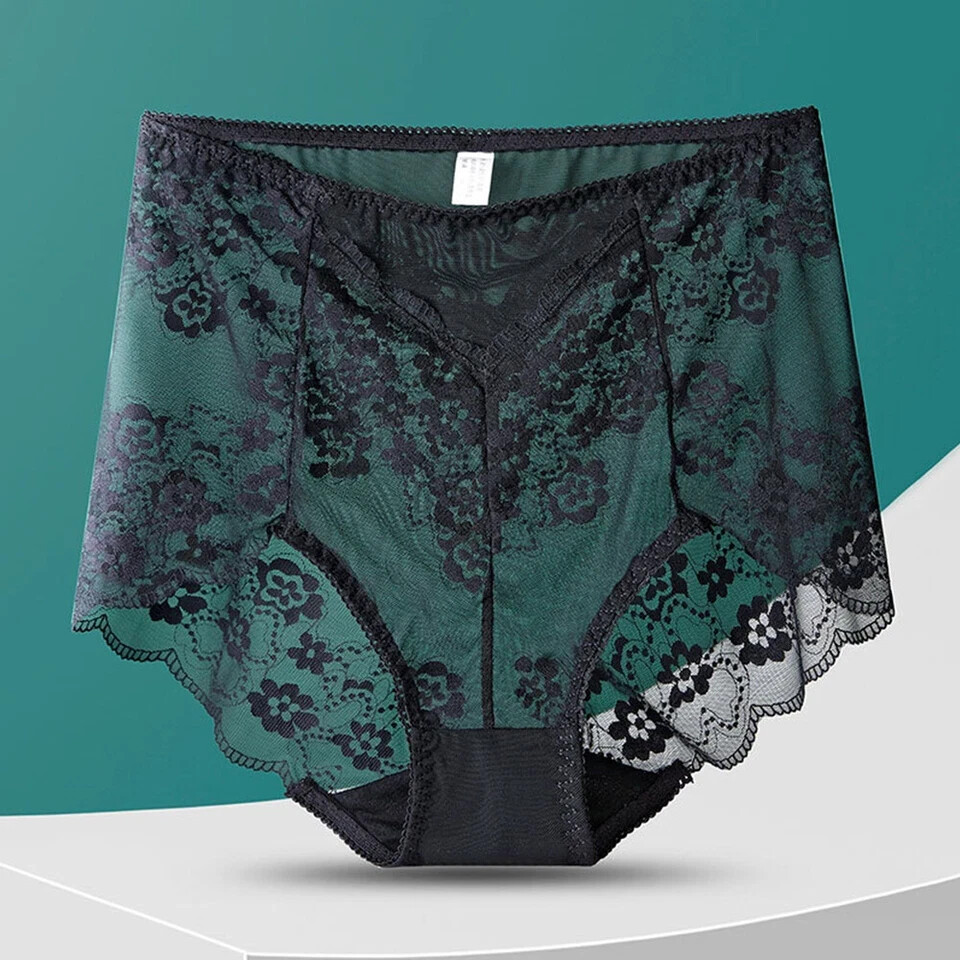 2 Pack High Waist Briefs Tummy Control Girdles Lace Shaper Panties M-3XL