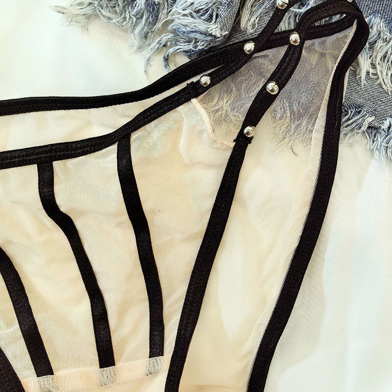 4PCS/Lot Sexy Womens See Through Sheer Panties Briefs Striped Underwear Lingerie
