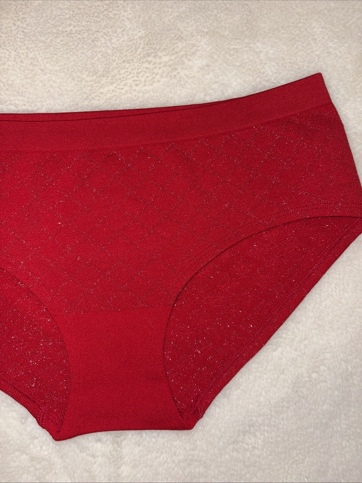 Victoria’s Secret Panties Hiphugger Panty Red Silver Shimmer Glitter Medium M