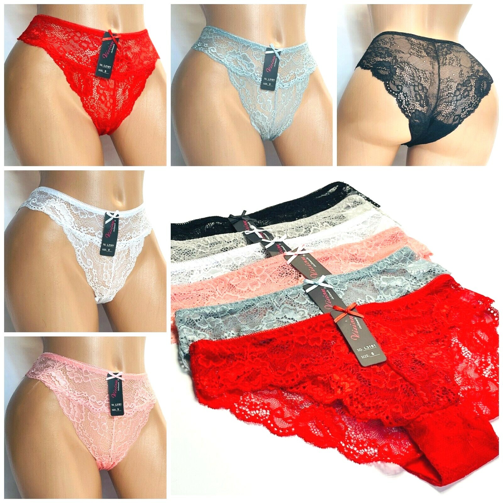 6-12 Bikini cheeky Hipster WOMEN’S Lace UNDERWEAR PANTY Panties Undies 3181 S-XL